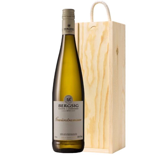 Bergsig Estate Gewurztraminer 75cl White Wine In Pine Wooden Gift Box